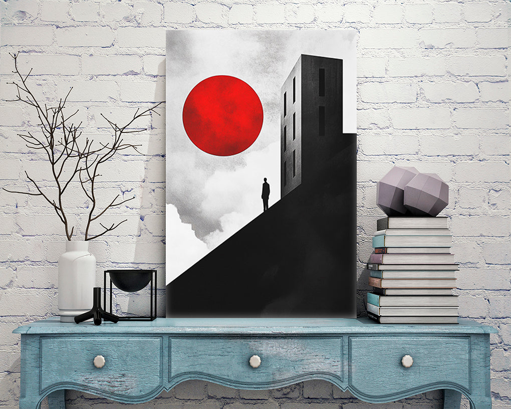 MI- EDIFICIOS Y SOL ROJO